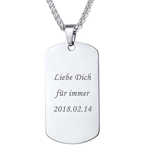 U7 Dog Tag Kette personalisiert Herren Anhänger Halskette Edelstahl Militärische Erkennungsmarke Name Gravur Modeschmuck Accessoire für Geburtstag Valentinstag Jahrestag von U7