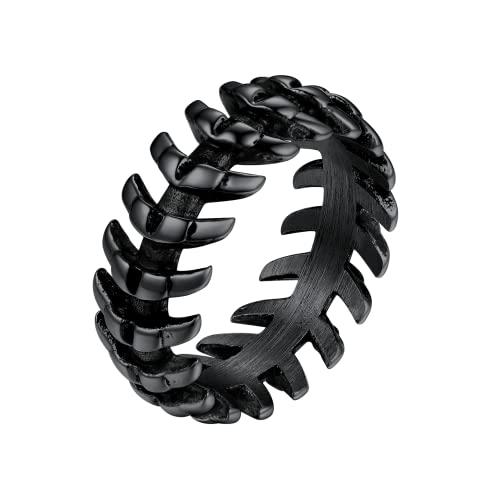 U7 Edelstahl Damen Schwarz Schlangenknochen-Ring Gothic Schlangenring Vintage Retro Statement Ring Cool Hip Hop Roker Ringe Fingerring Modeschmuck für Männer Jungen(Ring Größe 62.5) von U7