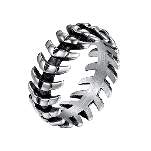 U7 Edelstahl Damen Silber Schlangenknochen-Ring Gothic Schlangenring Vintage Retro Statement Ring Cool Hip Hop Roker Ringe Fingerring Modeschmuck für Männer Jungen(Ring Größe 62.5) von U7