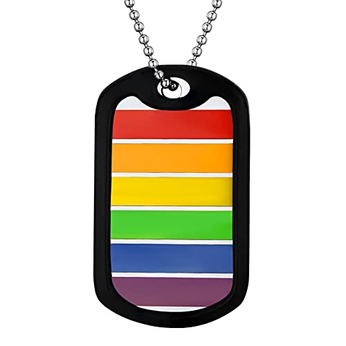 U7 Edelstahl Gay Pride Halskette LGBTQ Anhänger mit 60cm Kugelkette Homosexuell Lesben Erkennungsmarke Modeschmuck Accessoire für Männer Frauen von U7