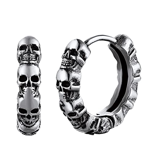 U7 Edelstahl Totenkopf Ohrstecker für Herren Damen Ohrringe Punk Biker Huggie Schädel Creolen Ohrring Herren Piercing Ohr Vintage Totenköpfe Ohrstecker Männer Ohrschmuck Modeschmuck für Weihnacht von U7