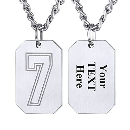 U7 Edelstahl Kette mit Fußball Nummer Anhänger Herren personalisiert Sportnummer 7 Erkennungsmarke Glückliche Numerologie Halskette Modeschmuck Accessoire für Valentinstag Weihnachten von U7