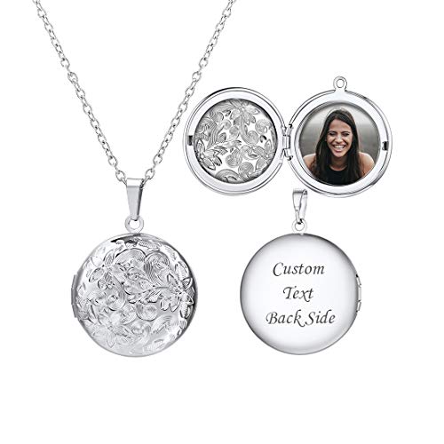 U7 Edelstahl Locket Druckenmuster Medaillons für Damen Custom Charm Rund Medaillon zum Öffnen für Bilder Foto Anhänger Halskette Amulett Souvenir Kettenanhänger Personalisiert Schmuck für Alltag von U7