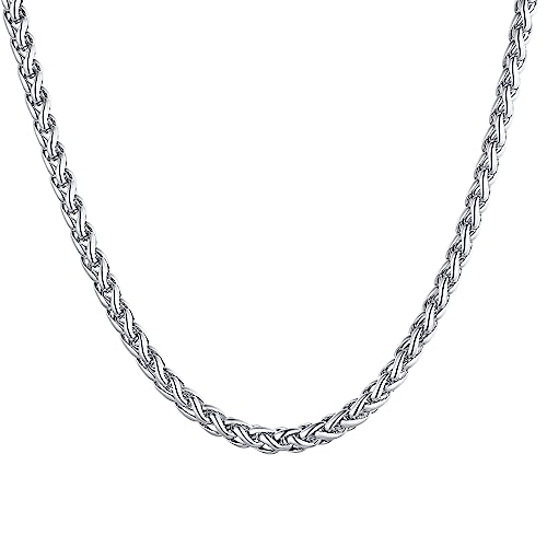 U7 Herren Hip-Hop Kette - 6mm breit Halskette- 55cm Edelstahl Weizenkette - Spiga Chain Necklace trendig Modeschmuck Accessoire für Jungen Männer von U7