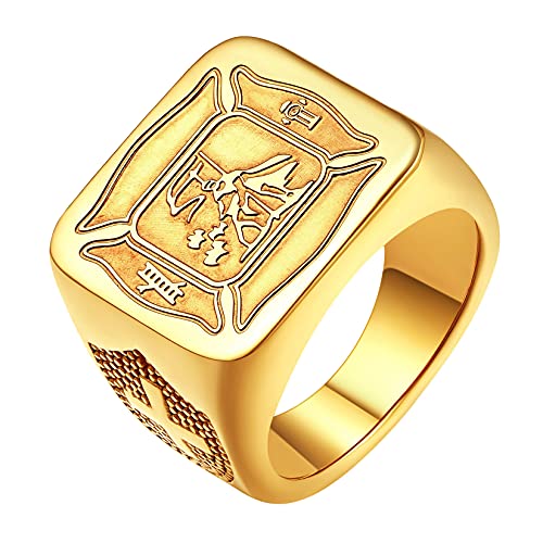 U7 Feuerwehrmann Siegelring für Männer 18k vergoldet St. Florian Porträt Statement Schutzpatron Ring Modeschmuck Accessoire für Vater Ehemann(Ring Größe 69) von U7