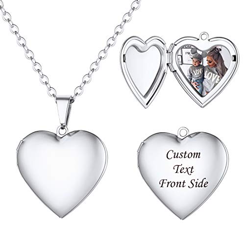 U7 Herz Anhänger Halskette für Damen Mädchen Weißgold überzogend Glänzend Medaillon zum Öffnen Photo Bilder Custom Amulett Souvenir Erinnerung Herzanhänger Foto Schmuck für Valentinstag Muttertag von U7