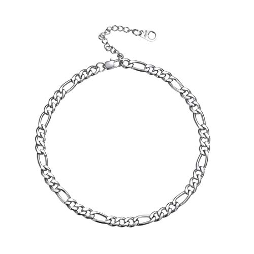 U7 Fußkette Armband Edelstahl 22+5cm Figarokette Fußkettchen Klassische Simpel Stil Damen Herren 5mm breit Fußschmuck Sommer Fußbändchen Mode Strand von U7