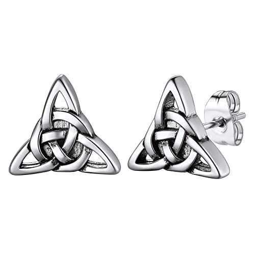 U7 Gotik Punk Ohrringe kleine Triquetra Ohrstecker Edelstahl Dreiheitsknoten Ohr Piercing Keltisch Knoten Modeschmuck Accessoire für Männer Frauen von U7