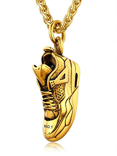 U7 Herren Custom Kette 18k vergoldet Sport Schuh Form Anhänger Personalisier Halskette 55+5cm Weizenkette verstellbar Hip Hop Ketts Fashion Modeschmuck für Männer Jungen 01-Gold von U7