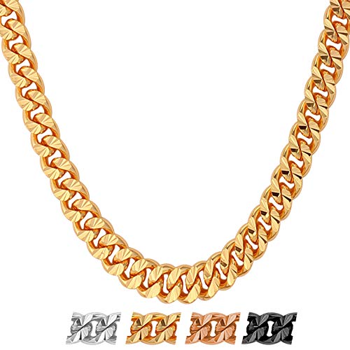 U7 Herren Damen Kette Collier 55cm Panzerkette 6mm 1:1 kubanische Gliederkette Halskette Gelbgold überzogen Street Style Modeschmuck Weihnachten von U7