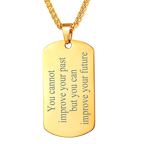 U7 Herren Kette personalisiert Erkennungsmarke mit Weizenktte 18k vergoldet Name Texte Gravur Dog Tag einzigartiger Modeschmuck für Männer Jahrestag Valentinstag Weihnachten von U7