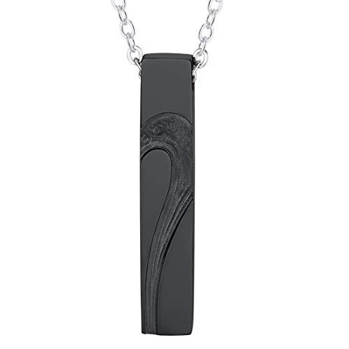 U7 Herren Kette schwarz Edelstahl Quader Stab Anhänger Halskette mit Halbherz Muster 3D Stäbchen Partner Kette Schmuck Geschenk für Geburtstag Weihnachten von U7