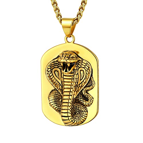 U7 Herren Kobra-Anhänger der Militärmarke Schlangenkette Schlange Halskette 18K Gotisch Hip Hop Roker Schmuck Goldkette Modeschmuck Accessoire für Vater Karneval von U7