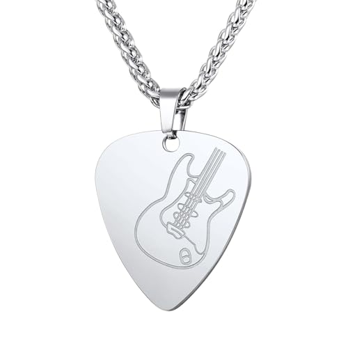 U7 Herren Plektrum Kette Edelstahl Gitarre Deko Plektron Anhänger Halskette Musik Pendant Necklace Kettenanhänger Hip Hop Rock Personalisiert Modeschmuck für Geburtstag Jahrestag von U7