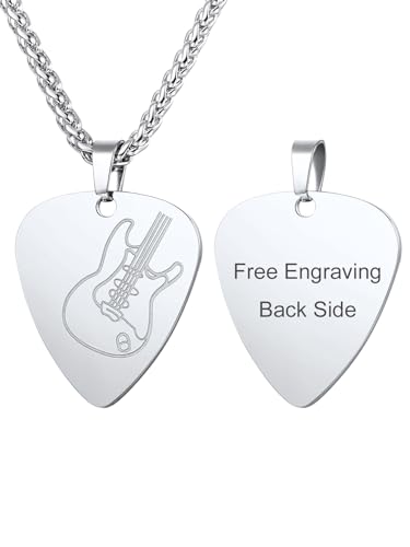 U7 Herren Plektrum Kette Gravur Text Edelstahl Gitarre Deko Plektron Anhänger Halskette Musik Pendant Necklace Kettenanhänger Hip Hop Rock Personalisiert Modeschmuck für Geburtstag Jahrestag U7 Herren Plektrum Kette Gravur Text Edelstahl Gitarre Deko Plektron Anhänger Halskette Musik Pendant Necklace Kettenanhänger Hip Hop Rock Personalisiert Modeschmuck für Geburtstag Jahrestag von U7