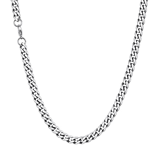 U7 Herren lang Halskette - Edelstahl Panzerkette 76cm 6mm breit kubanische Gliederkette Link Necklace Hip Hop Stil Panzer Kette Modeschmuck für Männer Jungen von U7