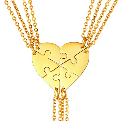 U7 Herz Collier für Frauen Mädchen 18k vergoldet 6er Puzzle Teile Anhänger Halskette für Freundschaft Freundinnen Modeschmuck Accessoire Weihnachten Geburtstag von U7