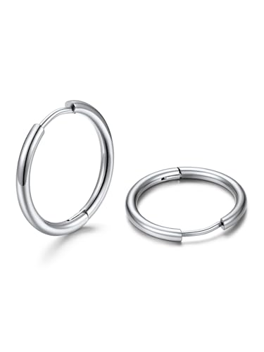 U7 Huggie Creolen Silber hypoallergene Kreolen 16mm Edelstahl Klein Ohrringe Helix Knorpel Ohrpiecing Geschenk für Damen Mädchen von U7