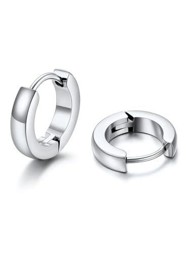 U7 Huggie Ohrringe Silber Klein Creolen 14mm Edelstahl Leichte Ohrringe Hypoallergen Helix Knorpel Ohrschmuck für Damen Mädchen von U7