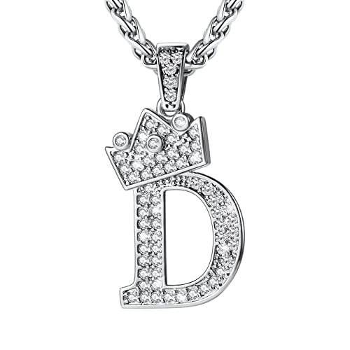 U7 Initial Buchstaben D Kette für Damen Collier Glücksbringer Halskette mit Krone Buchstaben Anhänger Silber Crown Letter Necklace Glücksanhänger Rock Halsreif Halsschmuck Modeschmuck für Mutter von U7