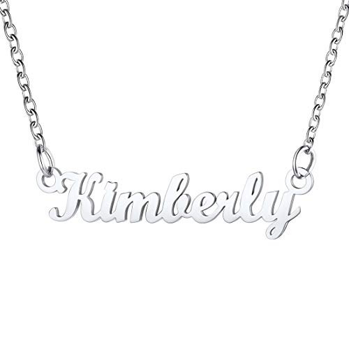 U7 Kette mit Name Kimberly Schlüsselbein Kette Edelstahl Namenskette für Damen Mädchen 45+5cm/1,5mm kurze Halskette einzigartige Modeschmuck für Geburtstag Valentinstag von U7