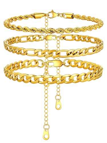 U7 Layered Fußkettchen für Strandbänder Fußkette Schmuck Damen Fußkettchen Gold Knöchel Armband Mehrschichtige Fußkette Set Verstellbare Schichtkette Sommer Strand Fußschmuck Fußband für Mutter von U7