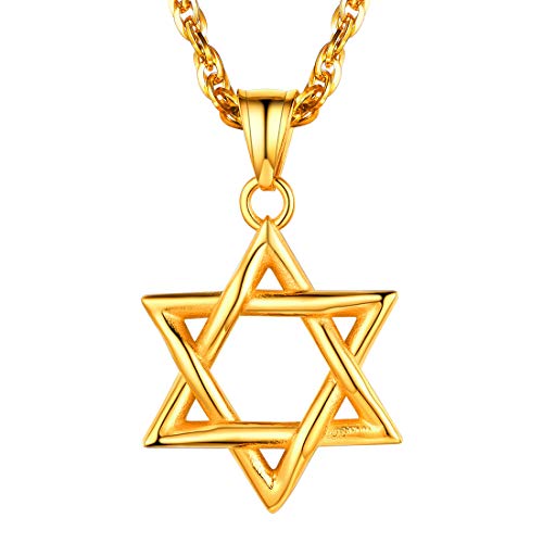 U7 Magen David Schmuck Hexagramm Davidstern Anhänger Halskette 18k vergoldet 55+5cm/3mm Singapurkette Männer Jungen Symbol des Judentums Schmuck Geschenkidee für Geburtstag Weihnachten von U7