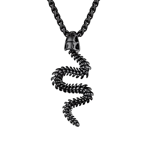 U7 Men Schwarz Python-Schlangenknochen Halskette mit Anhänger Schlangenkette Herren Schlange Halskette Edelstahl Gotisch Hip Hop Roker Necklace Modeschmuck Accessoire für Mutter Damen U7 Men Schwarz Python-Schlangenknochen Halskette mit Anhänger Schlangenkette Herren Schlange Halskette Edelstahl Gotisch Hip Hop Roker Necklace Modeschmuck Accessoire für Mutter Damen von U7