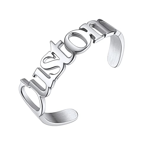 U7 Namen Ring für Damen Herren Edelstahl personalisiert Offener Ring mit Namen Verstellbarer Namensring Modeschmuck Accessoire für Geburtstag Weihnachten von U7
