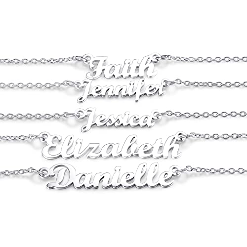 U7 Namenkette für Damen Mädchen personalisiert Schlüsselbein Kette mit Englischer Name Edelstahl Halskette Modeschmuck einzigartiges Accessoire für Valentinstag Geburtstag von U7