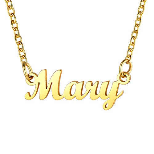 U7 Namenskette Mary 18k vergoldet Damen Modeschmuck Schlüsselbein Kette Schreibschrift Name Halskette 45+5cm einzigartiger Modeschmuck Accessoire für Frauen Mädchen von U7