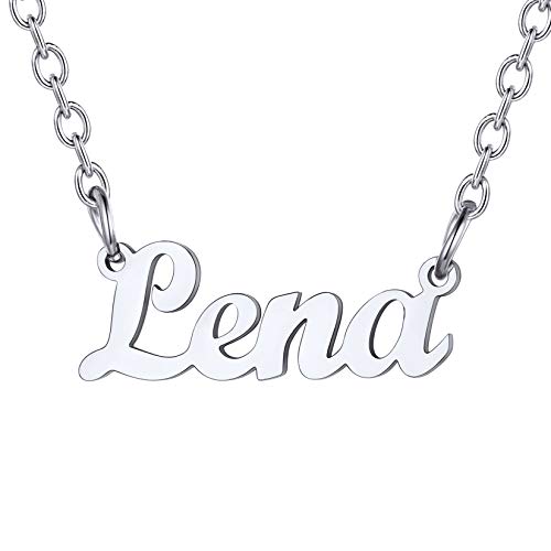 U7 Namenskette für Damen Mädchen Schlüsselbein Kette mit Name Lena Edelstahl kuzre Halskette 45+5cm/1,5mm einzigartiger Modeschmuck für Valentinstag Geburtstag von U7