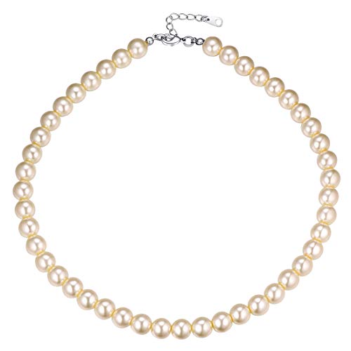 U7 Perlenkette Damen Choker Collier weißen Synthetischen Perlen Halskette Elegante Perlenkette Necklace Modeschmuck Accessoire für Hochzeit Verlobung Kleidung 01: Weiß U7 Perlenkette Damen Choker Collier weißen Synthetischen Perlen Halskette Elegante Perlenkette Necklace Modeschmuck Accessoire für Hochzeit Verlobung Kleidung 01: Weiß von U7
