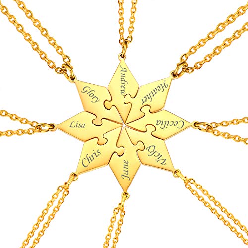 U7 Polygon Collier für Frauen Mädchen personalisiert 18k vergoldet 8er Puzzle Teile Namen Gravur Anhänger Halskette für Freundschaft Freundinnen Modeschmuck Weihnachten Geburtstag von U7