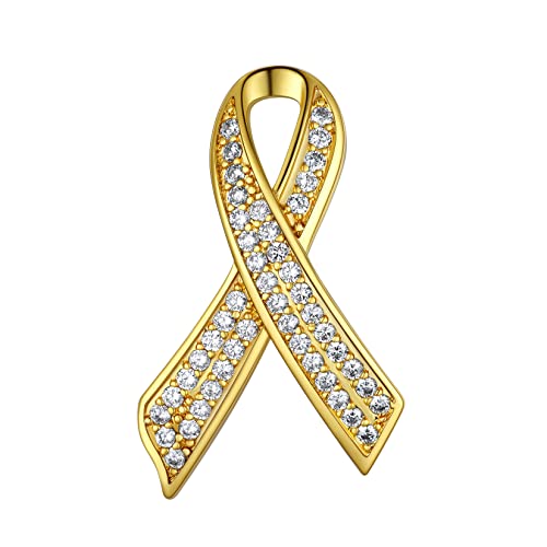 U7 Rosa Schleife Brosche Pin Schleifen Form Broschennadel 18k vergoldet Weißen Zirkonia Brustkrebs Awareness Anstecknadel für Damen von U7