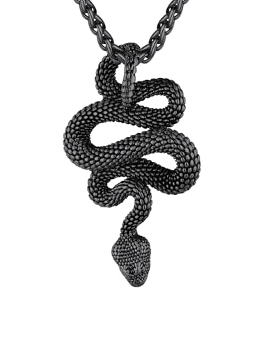 U7 Schwanz durch Kette gebogener Python-Anhänger Schlangenkette Herren Schwarz Schlange Halskette Edelstahl Gotisch Hip Hop Roker Schmuck Modeschmuck Accessoire für Männer Jungen von U7