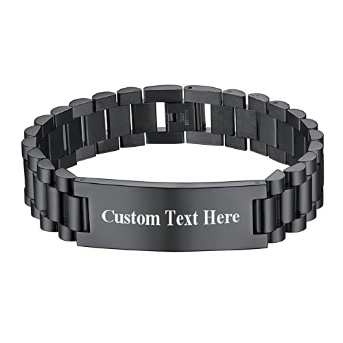 U7 Schwarzarmband Herren Custom Armband mit Gravur Text Edelstahl Gliederarmband Armbänder Cuban Link Chain Bracelets Men Wristband Herrenarmband Armschmuck Personalisiert Modeschmuck für Friends U7 Schwarzarmband Herren Custom Armband mit Gravur Text Edelstahl Gliederarmband Armbänder Cuban Link Chain Bracelets Men Wristband Herrenarmband Armschmuck Personalisiert Modeschmuck für Friends von U7