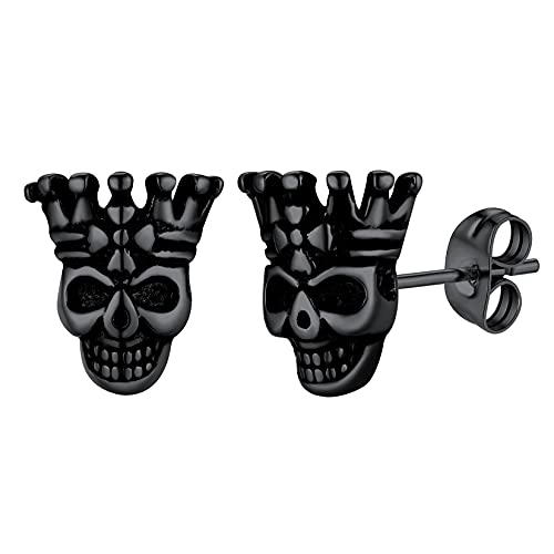 U7 Totenkopf Ohrstecker 18k vergoldet Schädel Design Piercing Ohrringe Punk Gotik Stil Modeschmuck Accessoire für Herren Jungen von U7