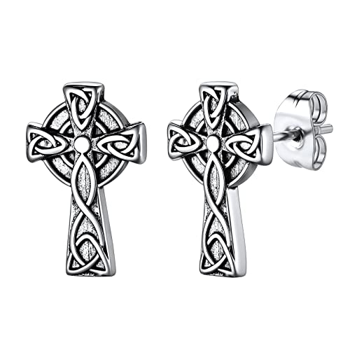 U7 Unisex Keltisches Kreuz Ohrstecker Edelstahl Herren Irische Keltische Knoten Ohrringe Wikinger Ohr Piercing Gotik Ear Studs Modeschmuck für Männer Frauen Jahrestag von U7