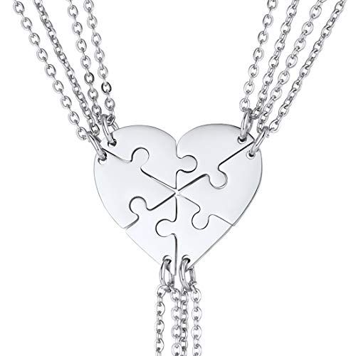 U7 Halskette für Damen Mädchen Edelstahl 6 Stk. Herz Puzzle Anhänger Partnerketten Modeschmuck Accessoire für Freundschaft Familien Schwester von U7