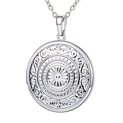 U7 Damen Locket Vintage Sonnenblume Halskette Herren Runde Anhänger Medaillon zum Öffnen mit Foto Custom Text Bild Amulett Freundschaftskette Modeschmuck für Geburtstag Weihnacht von U7