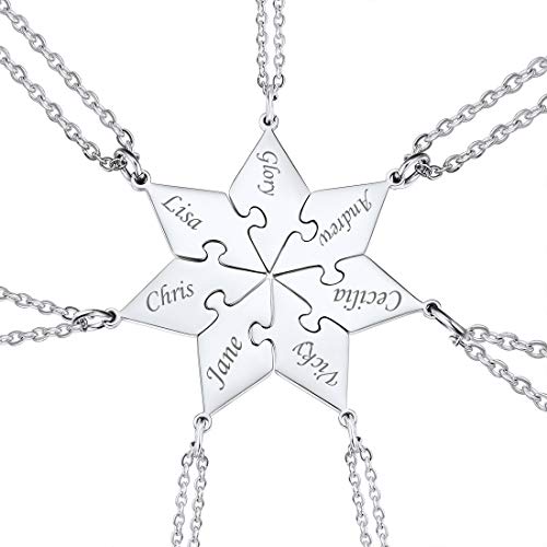 U7 personalisiert 7er Puzzle-Teile Anhänger Halskette Edelstahl Polygon Puzzle Partnerschaftsketten Freundschaft Modeschmuck Accessoire für Freundinnen Familien Schwestern von U7