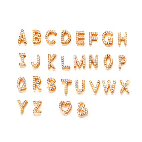 U7 personalisiert Iced-out Buchstaben Charms für Choker Kette A bis Z Anfangbuchstaben Hochglanz 18k vergoldet Initialen Alphabet mit Zirkonia-Charm für Ketten von U7