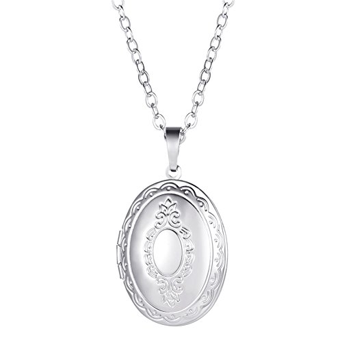 U7 Custom Oval Medaillons für Damen Vintage Medaillon zum Öffnen für Bilder Foto Halskette Personalisiert Anhänger Amulett Souvenir Erinnerung Kettenanhänger Charm Schmuck für Herren Frauen von U7