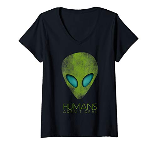 Damen Alien Ufo Lustiges Geschenk Fun T-Shirt mit V-Ausschnitt von UAB KIDKIS