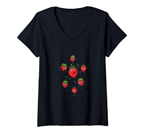 Damen Lustige Beeren Lustiges Erdbeer Geschenk Fun T-Shirt mit V-Ausschnitt von UAB KIDKIS