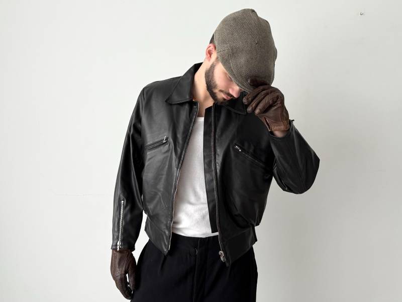 1960Er Jahre Vintage Schweizer Schwarze Radsportjacke Moto Schwarzes Lederfutter - Retro Militär Utulity Style Größe M von thepuregarb