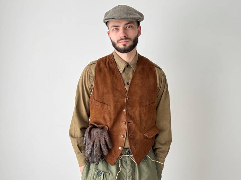Vintage 1940Er Jahre Ww2 Ära England "Adastra' Airman Arbeit Braun Leder Gilet - Retro Nutzen Erbe Militär Arbeitskleidung Alte Mode von UAGeneralvintage