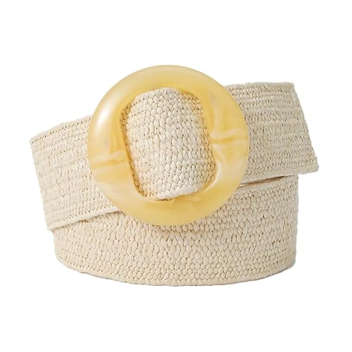 UALXPAO FlechtgüRtel Damen Gürtel Damen Gewebter elastischer breiter Gürtel Einfarbig mit passender Kunststoffschnalle(Beige) von UALXPAO