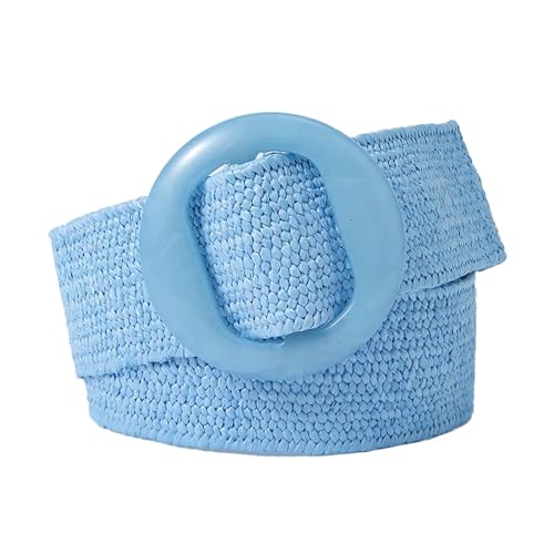 UALXPAO FlechtgüRtel Damen Gürtel Damen Gewebter elastischer breiter Gürtel Einfarbig mit passender Kunststoffschnalle(Light Blue) von UALXPAO